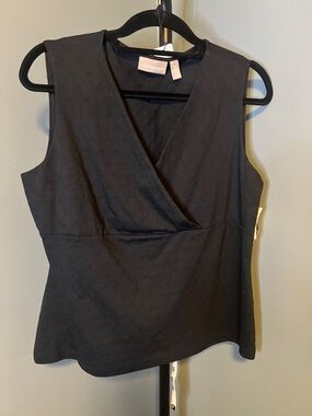 croft & barrow Black Faux-Wrap Sleeveless Tank
